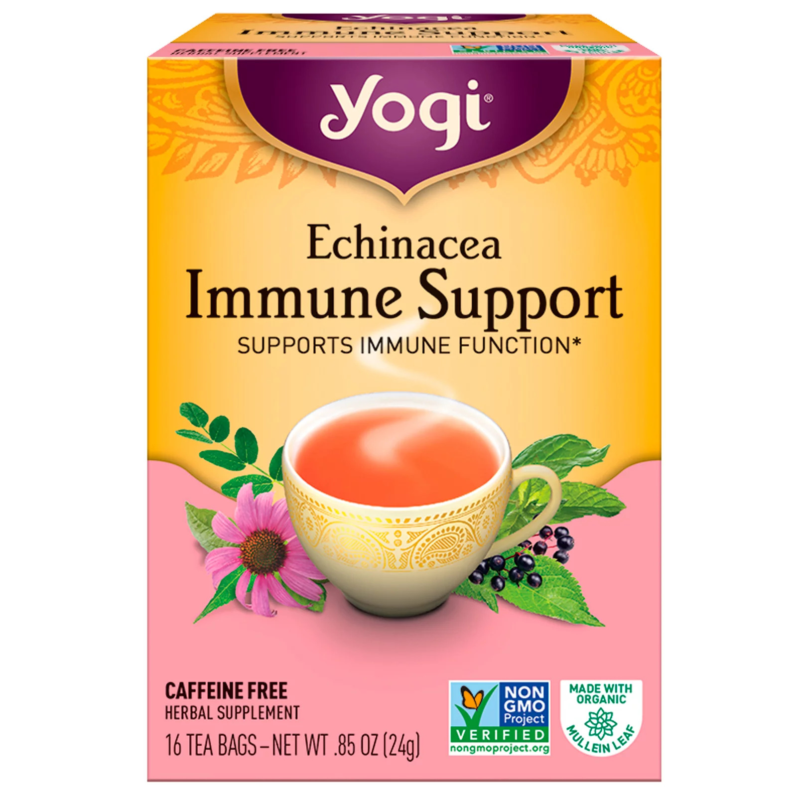 요기 티, Echinacea Immune Support Tea, 16 티백