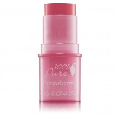 100% Pure, 입술 & 볼 틴트 Lip & CheeK Tint - 쉬머리 스트로우 베리-, 0.26 oz / 7.5 g
