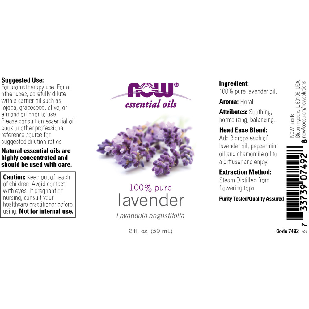 나우 Now, 100% 퓨어, 라벤더 에센셜 오일, 2 fl oz (59 ml)