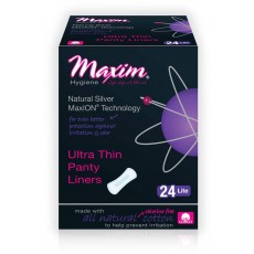 Maxim Hygiene, 100% 천연 코튼 네추럴 실버 맥스이온, 초슬림형 팬티 라이너, 라이트, 24 팬티 라이너