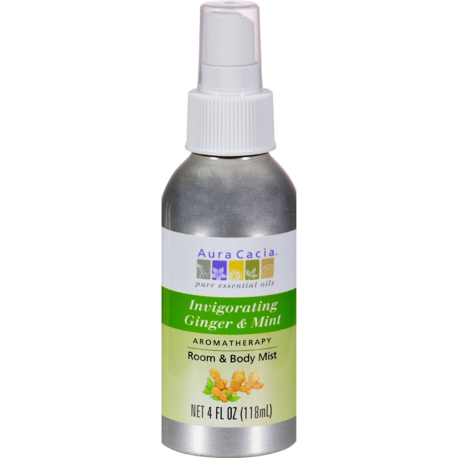 아우라카시아, 아로마테라피 미스트 (진저 민트), 4 fl oz (118 ml)