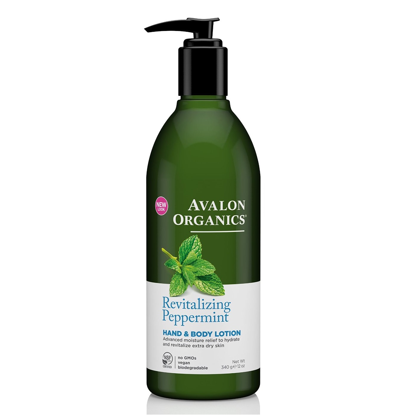 아발론 오가닉스, 유기농 페퍼민트 핸드 & 바디 로션 Beta Glucan 첨가, 12 fl oz