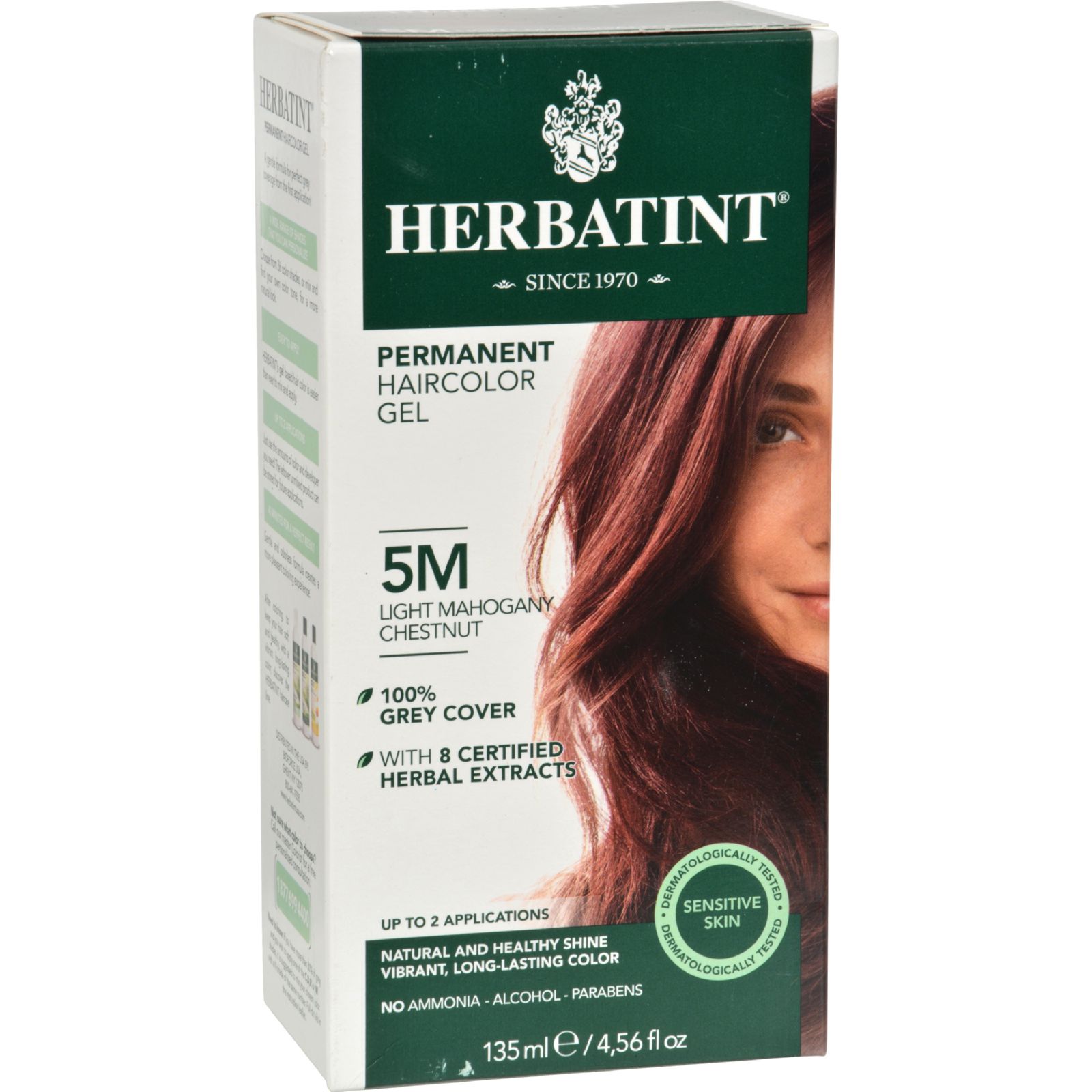 허바틴트, 퍼머넌트 허벌 헤어컬러 염색약 (5M, Light Mahogany Chestnut), 4.56 fl oz (135 ml)