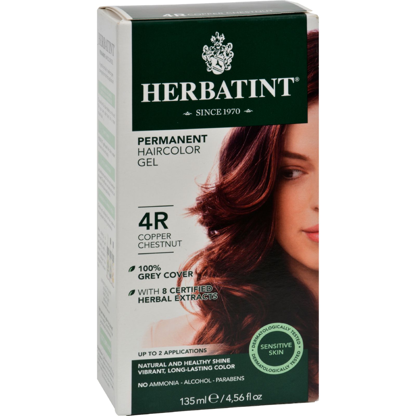 허바틴트, 퍼머넌트 허벌 헤어컬러 염색약 (4R, Copper Chestnut), 4.56 fl oz (135 ml)