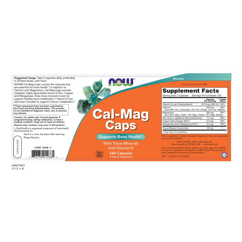  나우 Now, Cal-Mag Caps, 240 캡슐