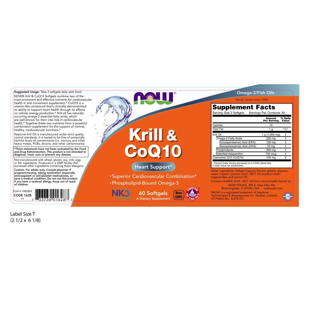  나우 Now, Krill & CoQ10, 60 소프트젤