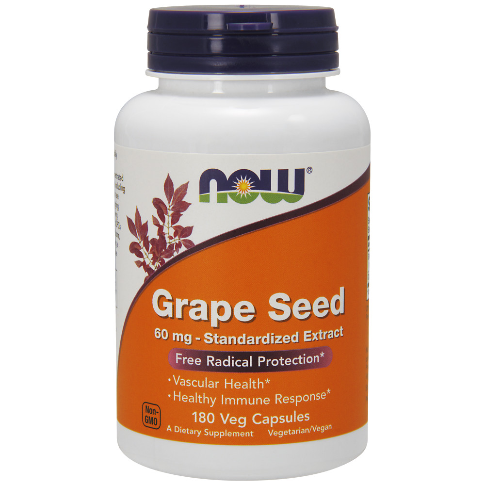  나우 Now, Grape Seed Standardized Extract, 180 식물성 캡슐