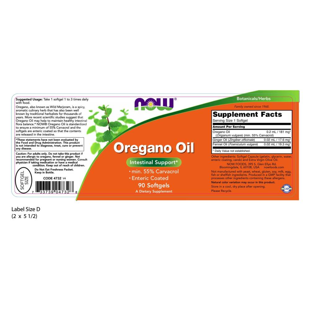  나우 Now, Oregano Oil, 90 소프트젤