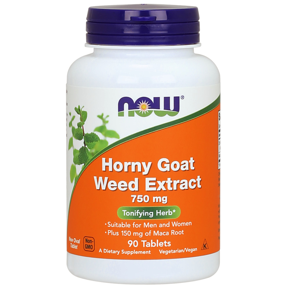 나우 Now, Horny Goat Weed Extract 플러스 Maca, 750 mg, 90 타블렛