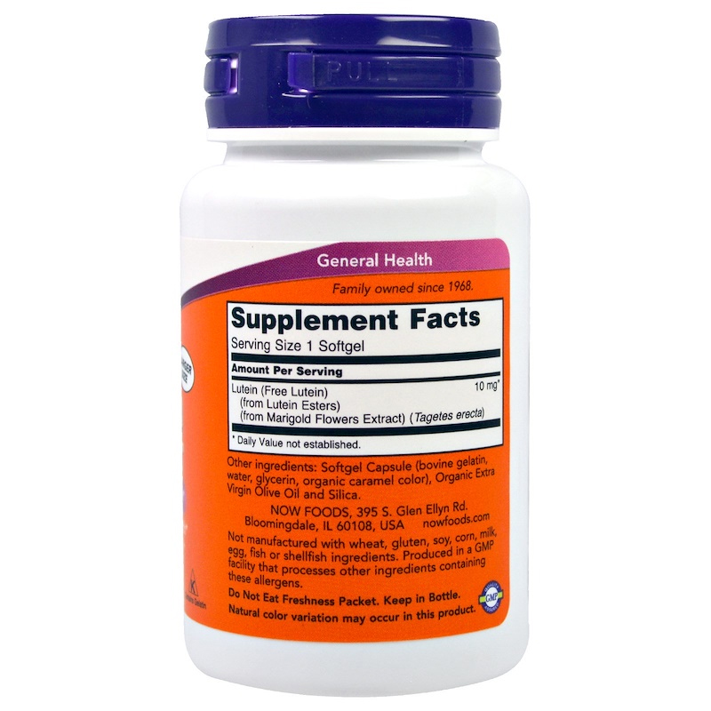 나우 Now, 루테인, 10 mg, 120 softgels