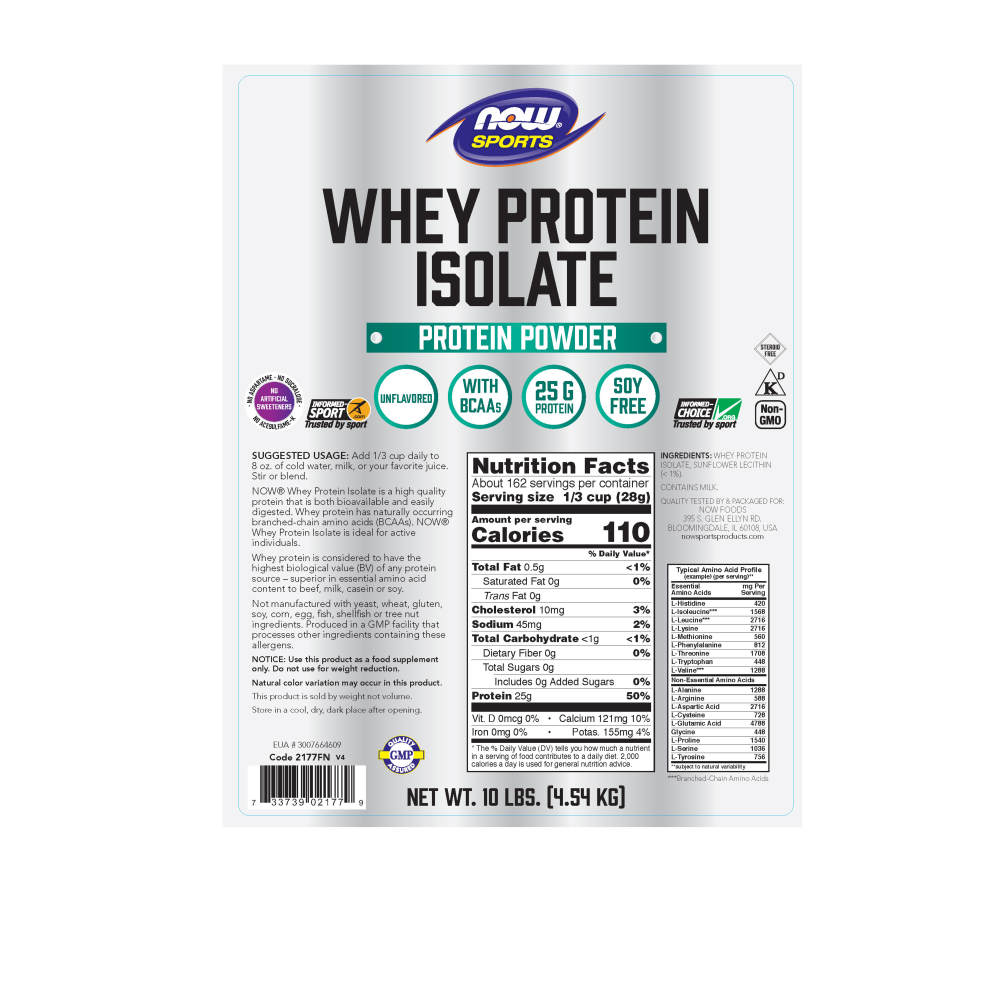 나우 Now, 웨이 프로틴 Isolate, 무맛 파우더, 10 lbs (4.54 kg)