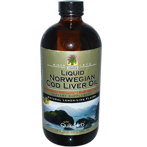 Nature\'s Answer, 리퀴드 노르웨이 대구 간 오일, 천연 레몬 라임 맛, 16 oz (480 ml)