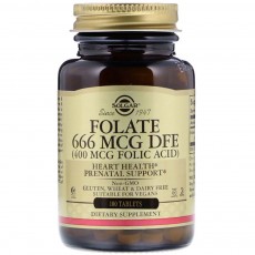 솔가, 엽산 Folate 666 MCG DFE (400 mcg Folic Acid), 100 Tablets