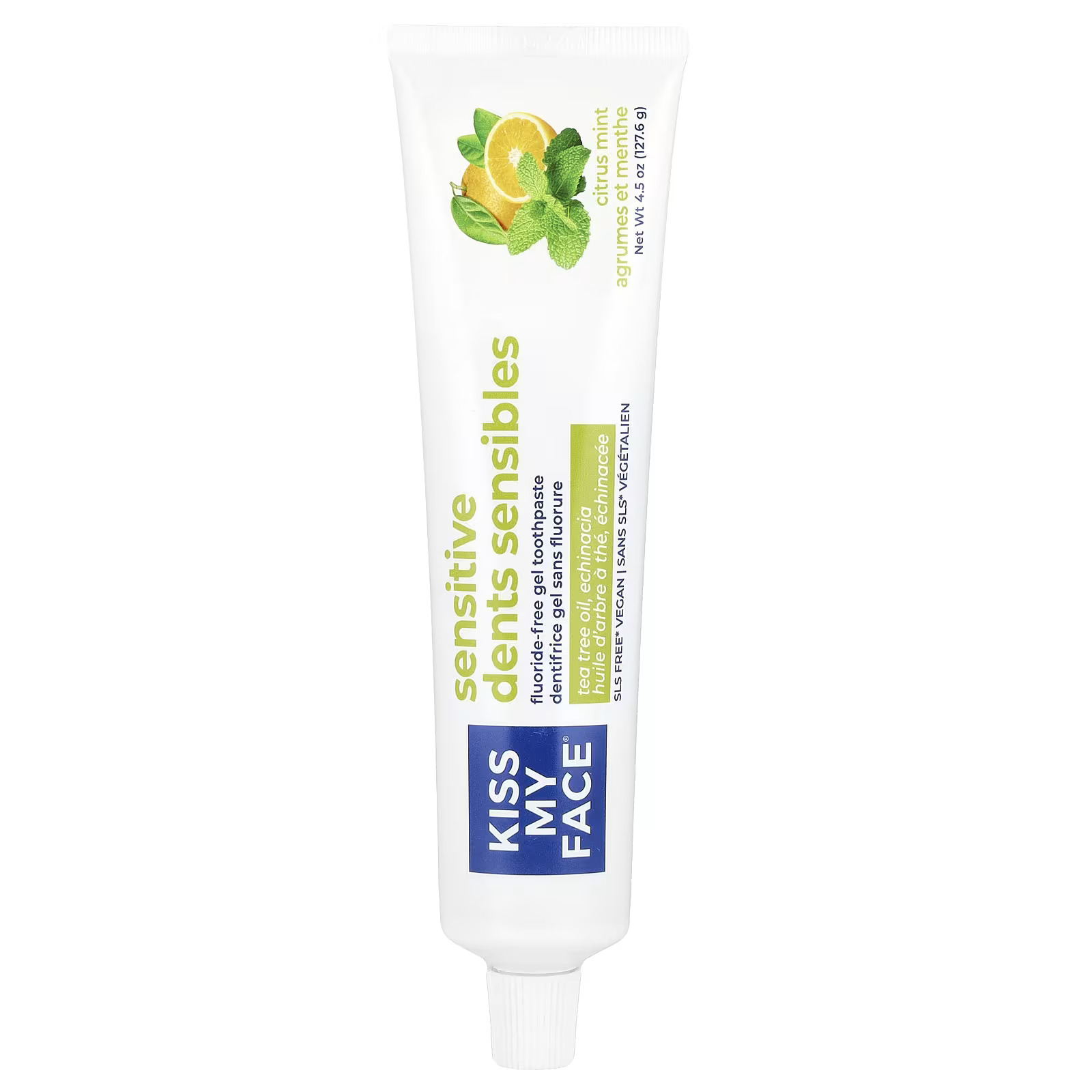 키스 마이 페이스, 민감한 젤 화이트닝 치약 with 알로에 베라 쿨 오렌지 민트, 4.5 oz