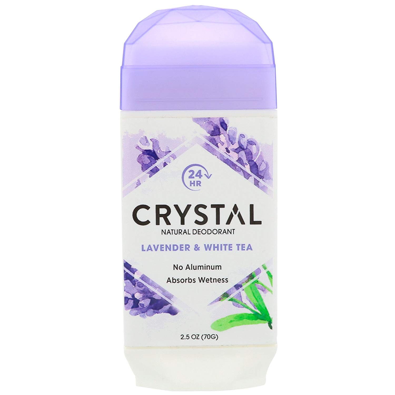 크리스탈 에센스 ,천연 고체 데오도란트, 라벤터 & 화이트 티, 2.5 oz (70 g)