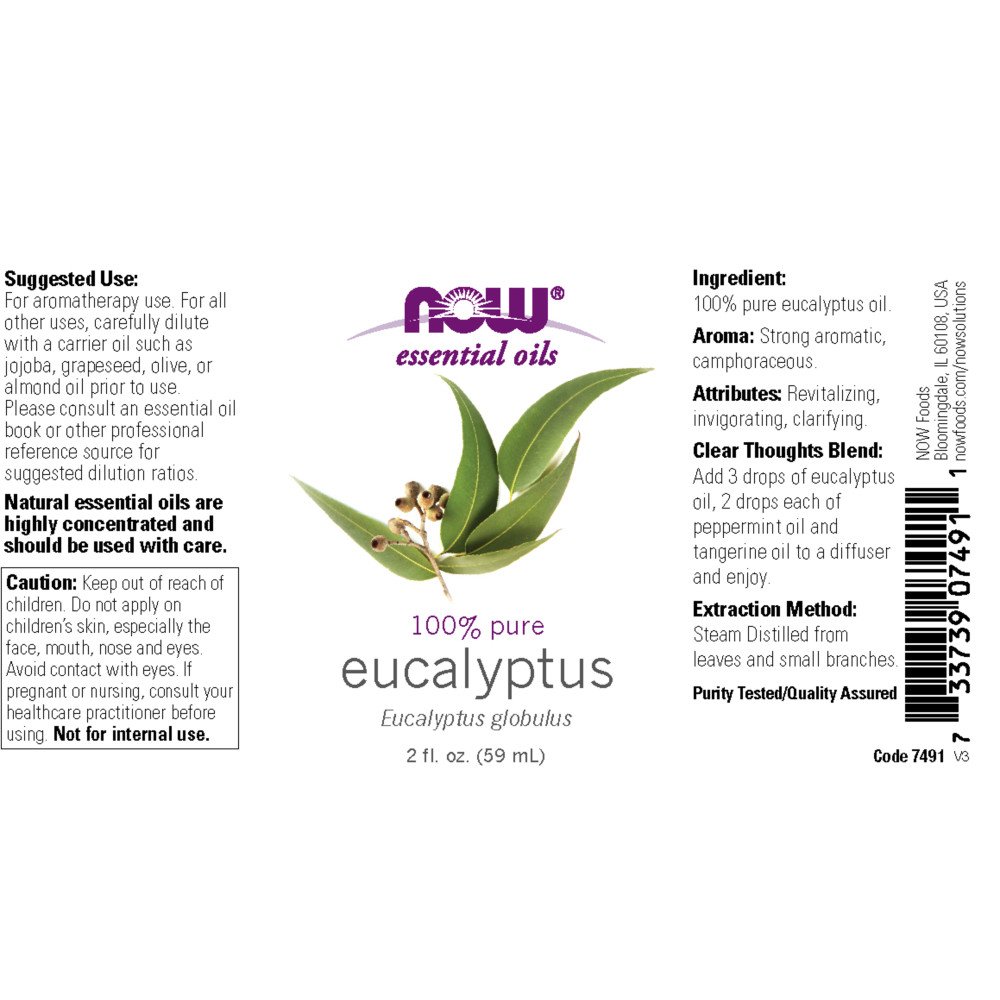 나우 Now, 100% 퓨어, 유칼립투스 에센셜 오일, 2 fl oz (59 ml)