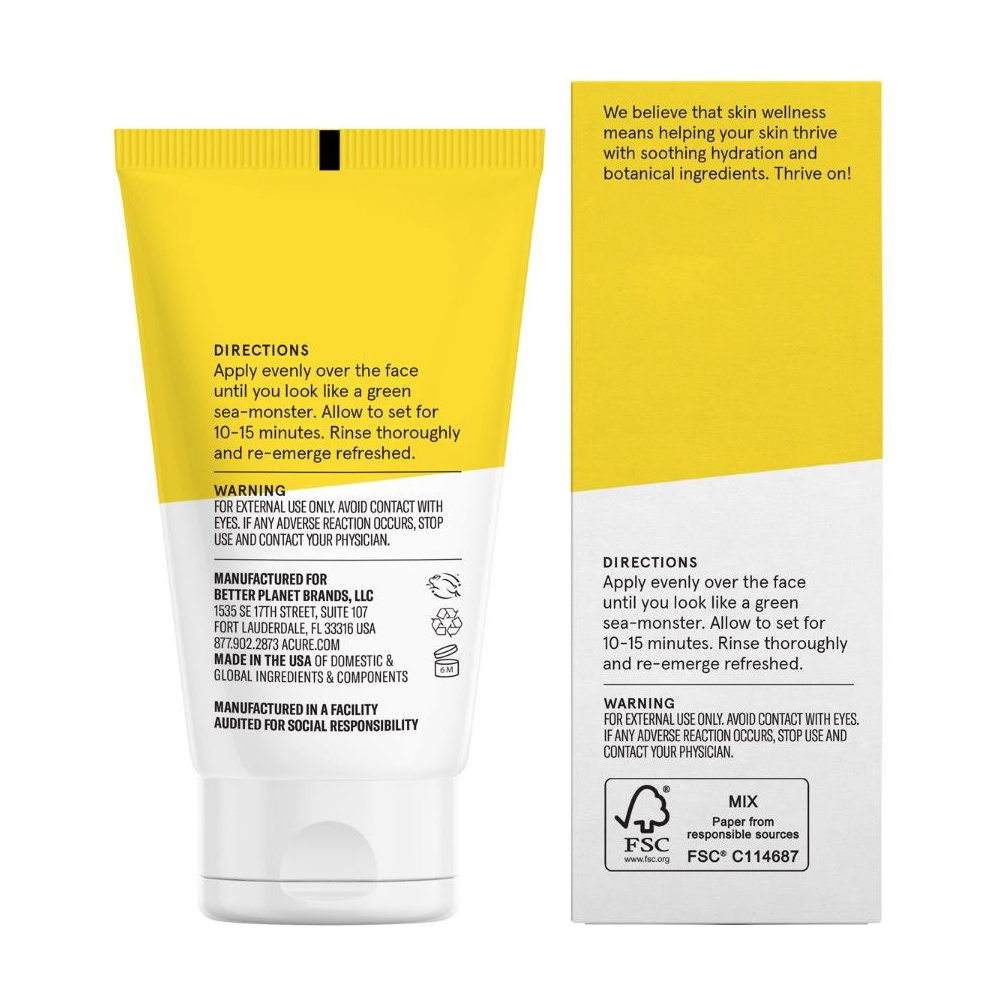 아큐어, 브라이트닝 페이스 마스크, 1.7 fl oz (50 ml)