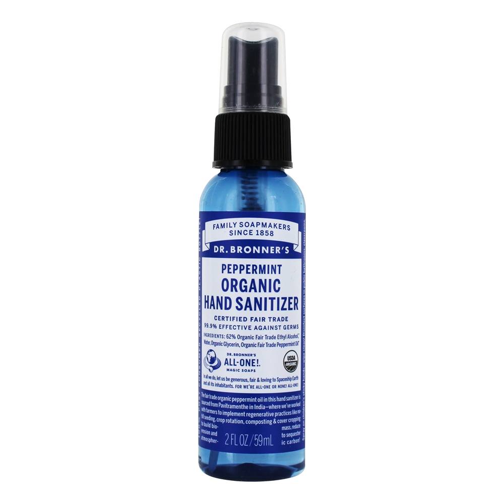 닥터브로너스, USDA 유기농 손세정제 스프레이형, 2 fl oz (59 ml)