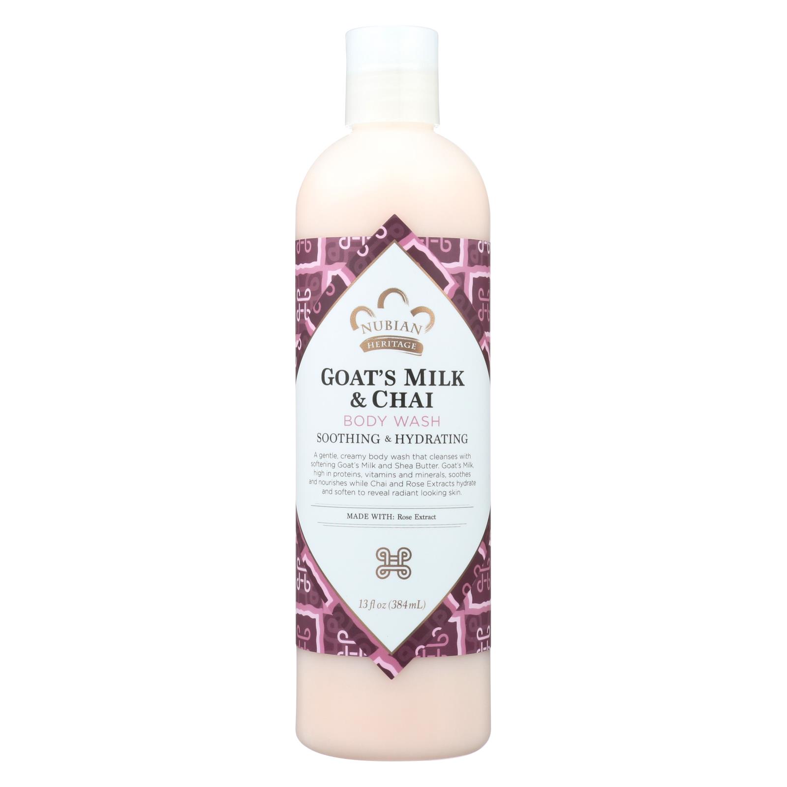 누비안 헤리티지, 산양 우유 & 차이, 천연 바디 워시, 13 fl oz (384 ml)